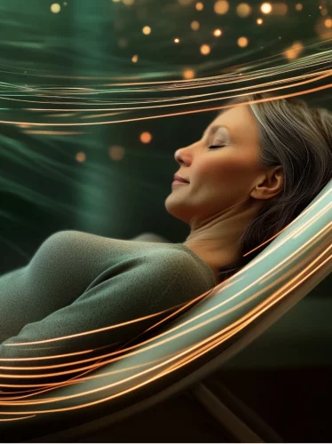 Frau umgeben von Skalarwellen